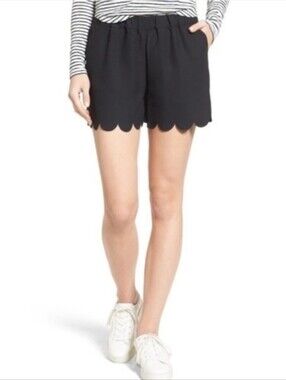 Madewell Black Scallop Hem Pull On Shorts Size Small